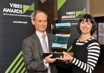 Christopher Lamotte and Morag Morrison receiving the VIBES award on behalf of Winton House. 