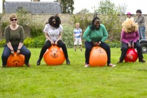 Space hoppers in the walled garden at Winton House.