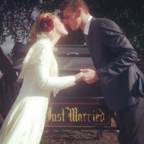 Bride & groom kissing - Winton House