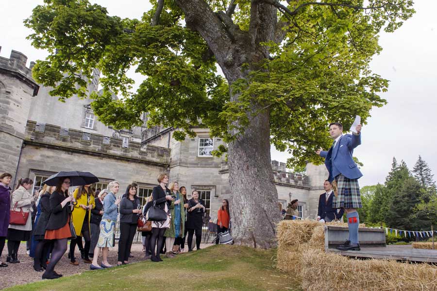 Sir Francis Ogilvy welcomes guests to Winton Castle celebration