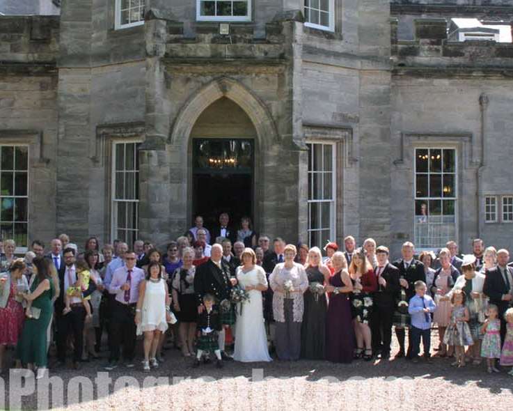 Informal wedding party at Winton Castle, East Lothian.