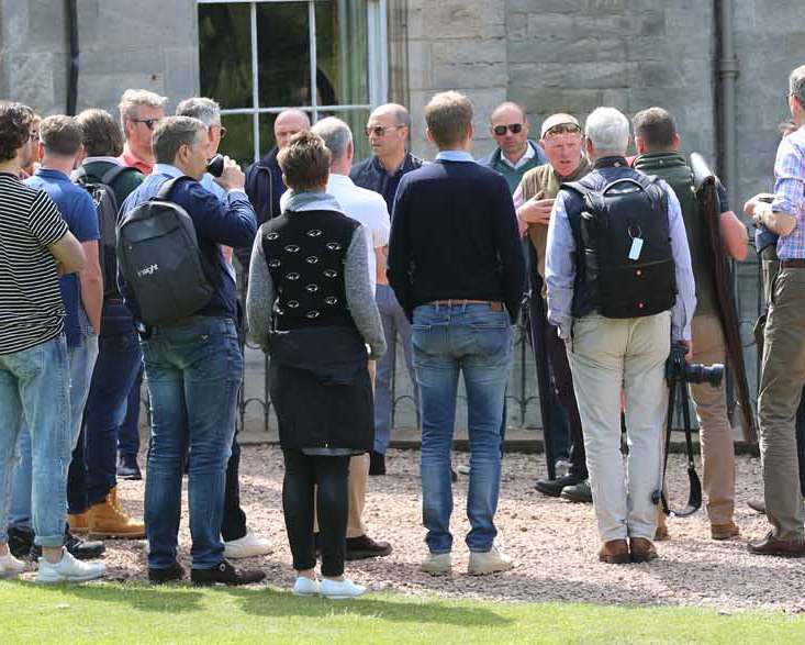 Clay shooting party outside Winton Castle near Edinburgh