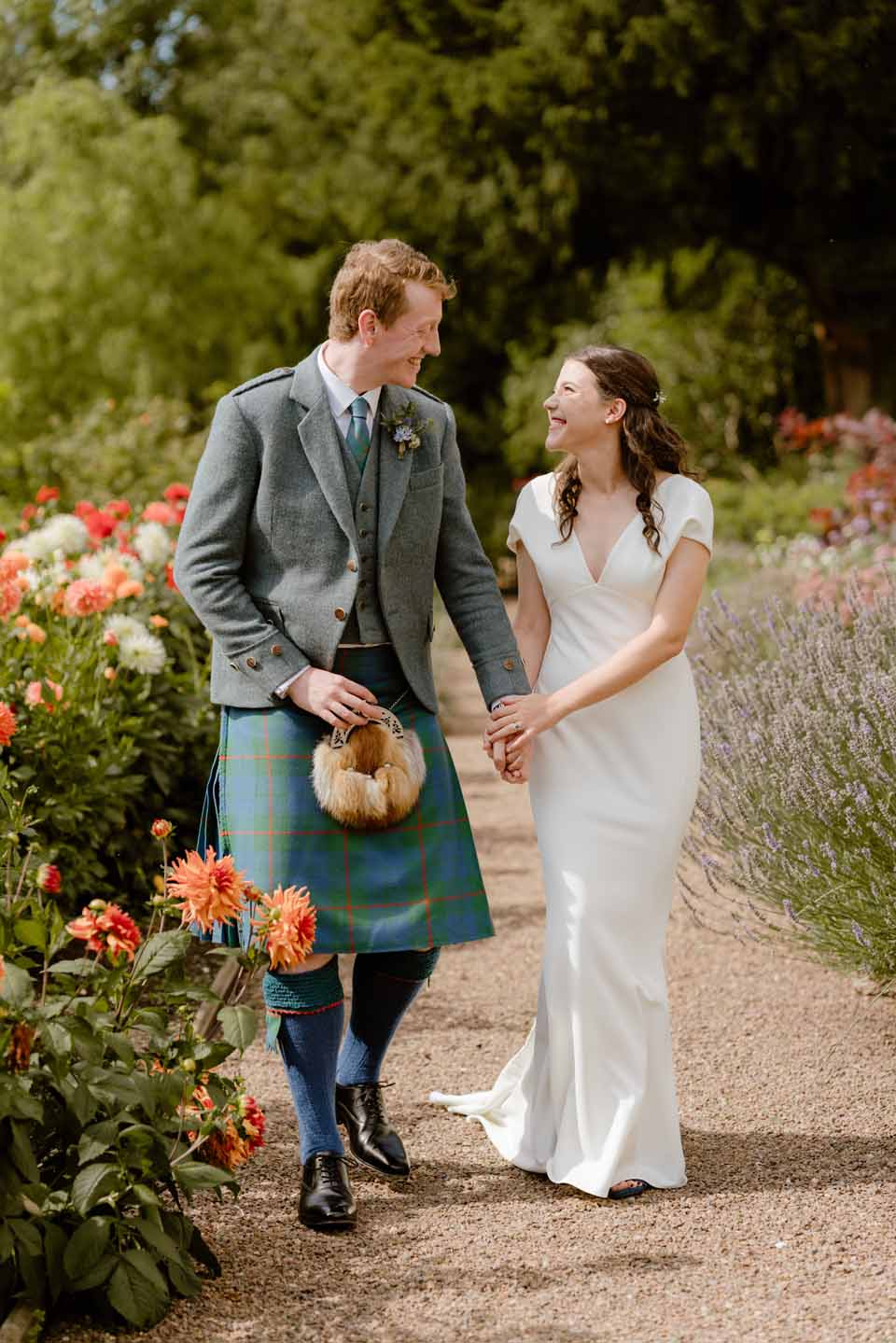 Christine & Harry at Winton Castle Wedding in Terraced Gardens